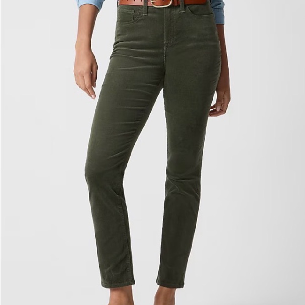 J. Crew Factory Corduroy Full-length Essential Straight Pant in Spanish Moss